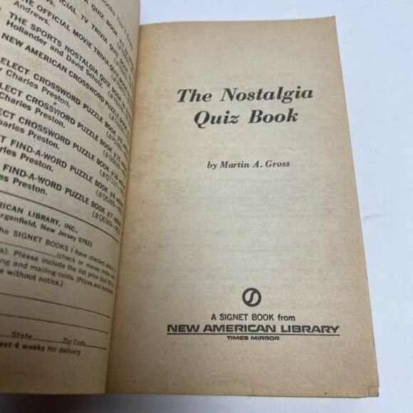 The Nostalgia Quiz Book by Martin A Gross‎ First Printing 1971 - Picture 5 of 6